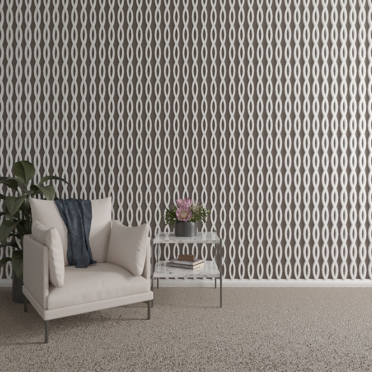 Ekena Millwork 94"H x 1"T Rakaia PVC Adjustable Decorative Slat Wall Panel Kit, Unfinished (contains 22 Slats)