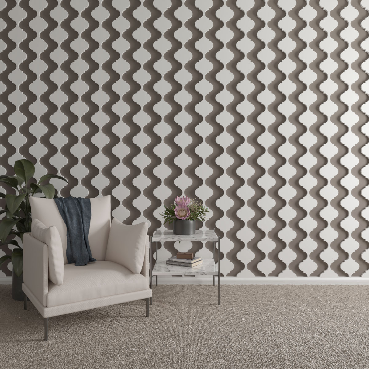 Ekena Millwork 94"H x 3/4"T Marrakesh PVC Adjustable Decorative Slat Wall Panel Kit, Unfinished (contains 11 Slats + 1 Straight Edge Starter Slat)