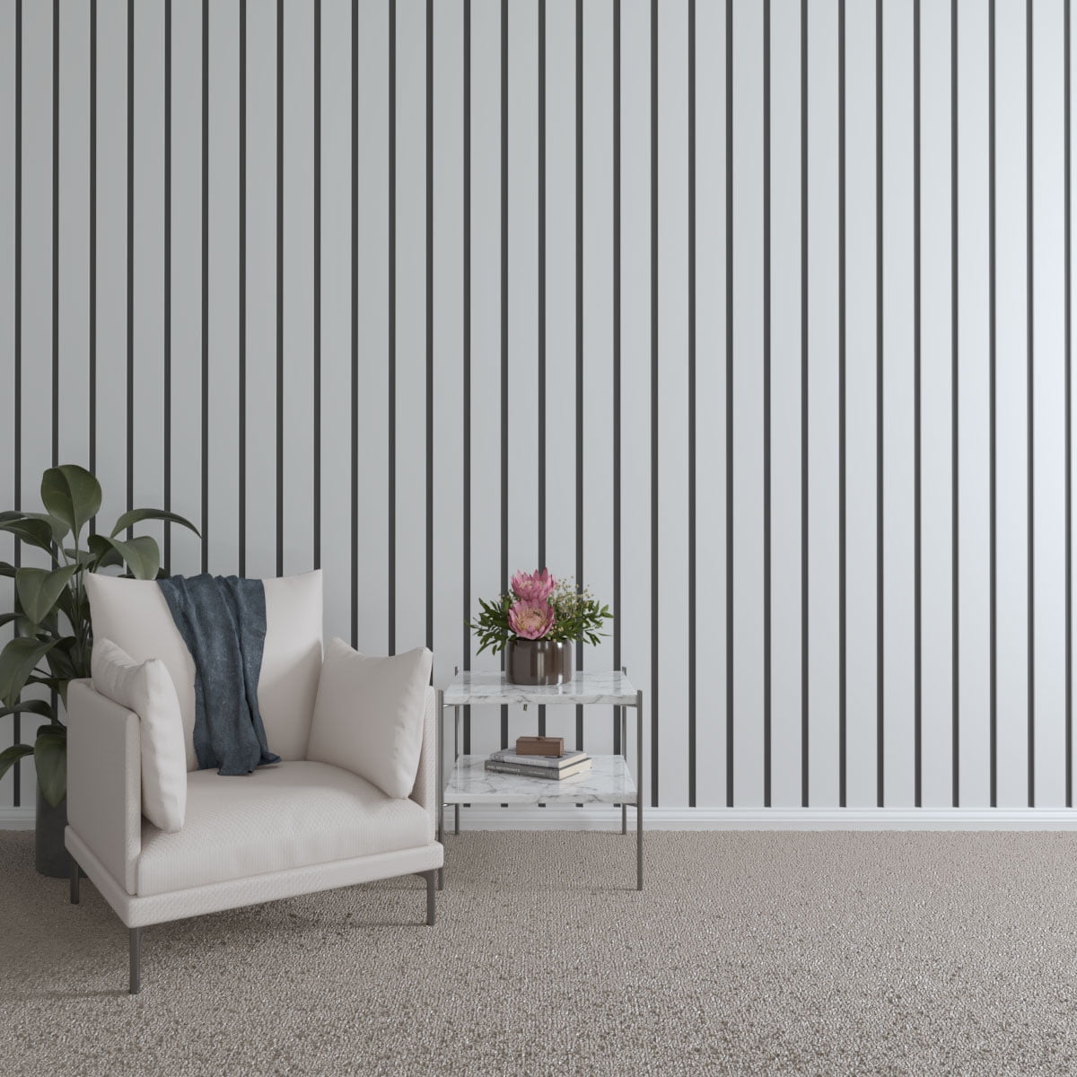 Ekena Millwork 94"H x 3/8"T Adjustable PVC Slat Wall Panel Kit w/ 4"W Slats, Unfinished (contains 11 Slats)