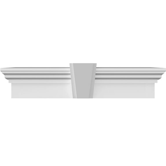 Ekena Millwork 98" Bottom Width x 104 1/4" Top Width x 9"H x 1"P Traditional Crosshead w/ Deco Keystone