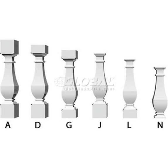 Ekena Millwork BAL05X18AC-N Fiberthane - 5 In. W X 18 In. H Architectural Arcadian Baluster, Style N with 7.37 In. On-Center-Spacing To Pass 4 In. Sphere Code
