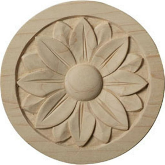 Ekena Millwork Bedford Rosette- Alder- Architectural Accent 4.25 in. W x 4.25 in. H x .62 in. P