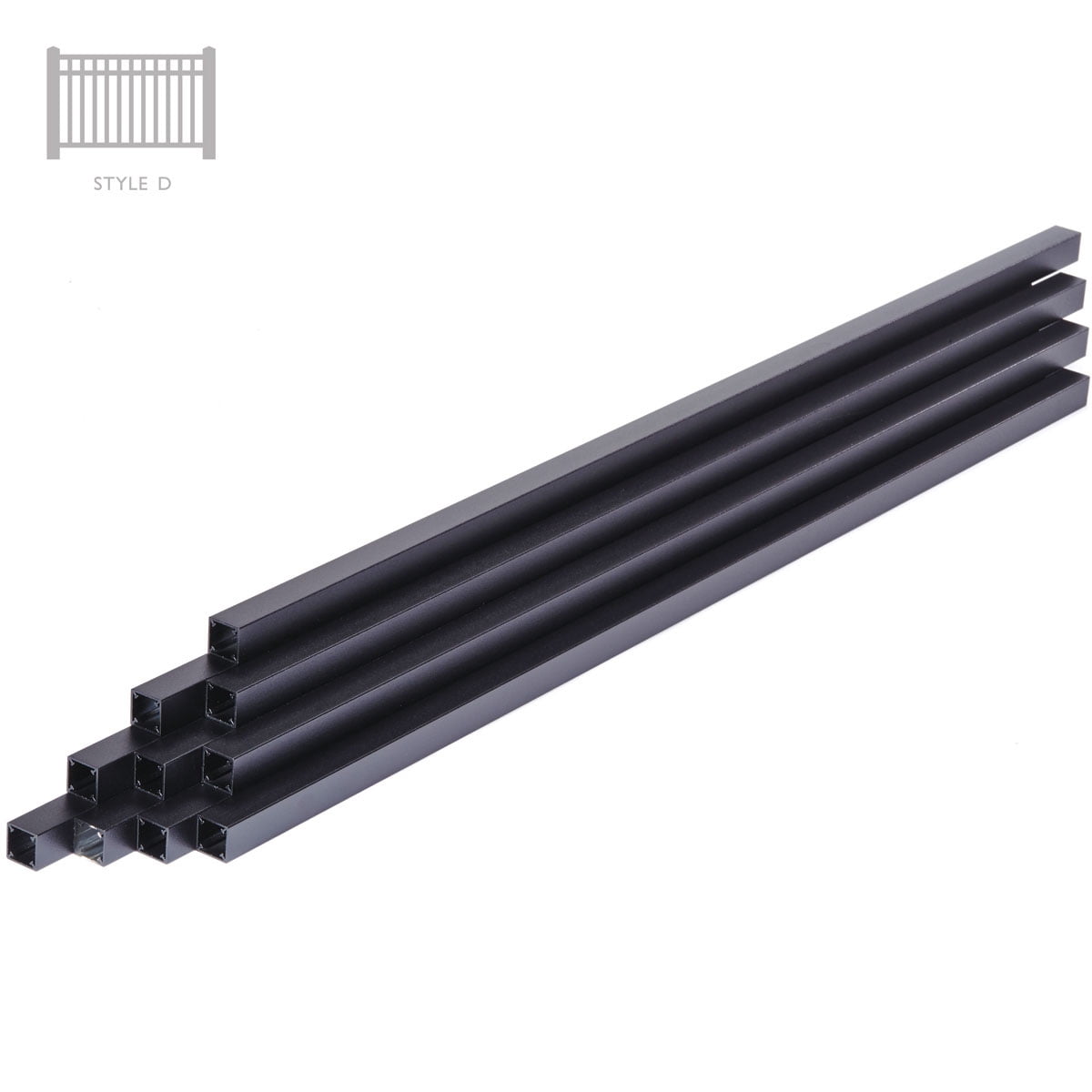 Ekena Millwork Series 125 - 42" Square Baluster w/ Style D Mid-Rail for 8' Fixed Angle Stair Rails, Textured White Finish