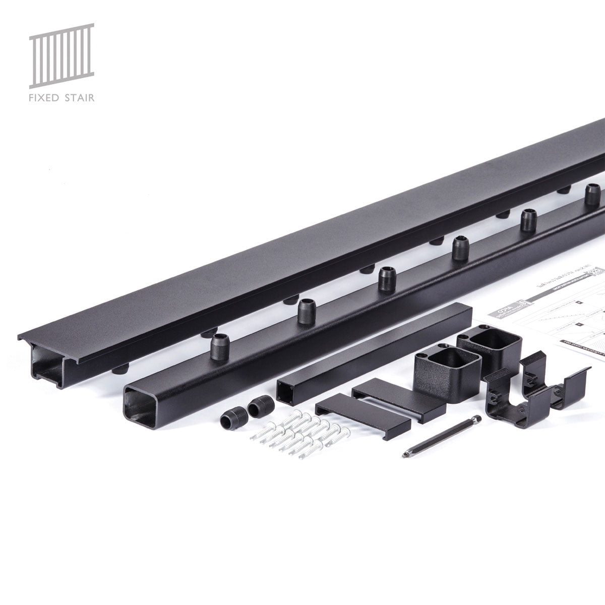 Ekena Millwork Series 200 - 4' Fixed Angle Stair Rail Kit, Gloss White Finish (Balusters Not Included)