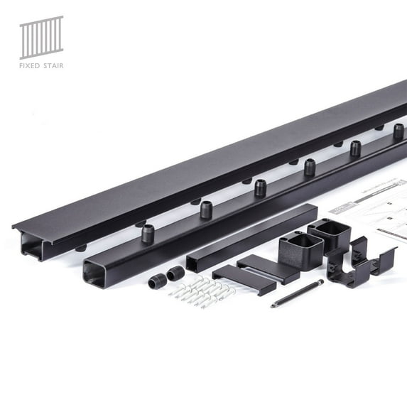 Ekena Millwork Series 200 - 6' Fixed Angle Stair Rail Kit, Textured Black Finish (Balusters Not Included)