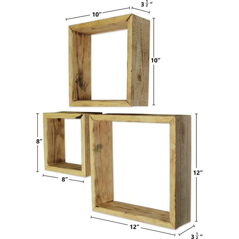 Rustic Farmhouse Set Of 3 Square Shadow Box Shelves Rustic Farmhouse Set Of 3 Square Shadow Box Shelves