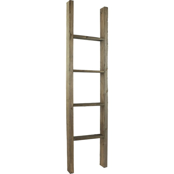 Ekena Millwork Vintage Farmhouse 4 Rung Barnwood Decor Pebble Grey Ladder