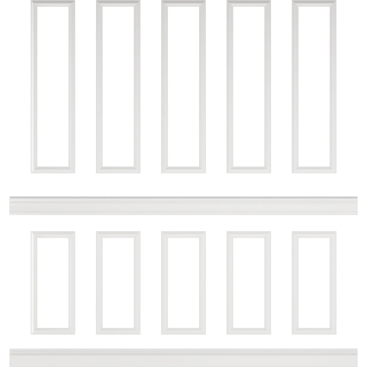 Ekena millwork 94 1/2"L (Adjustable 108"H to 132"H) Ashford Square Panel Stacked Wall Wainscot Paneling Kit