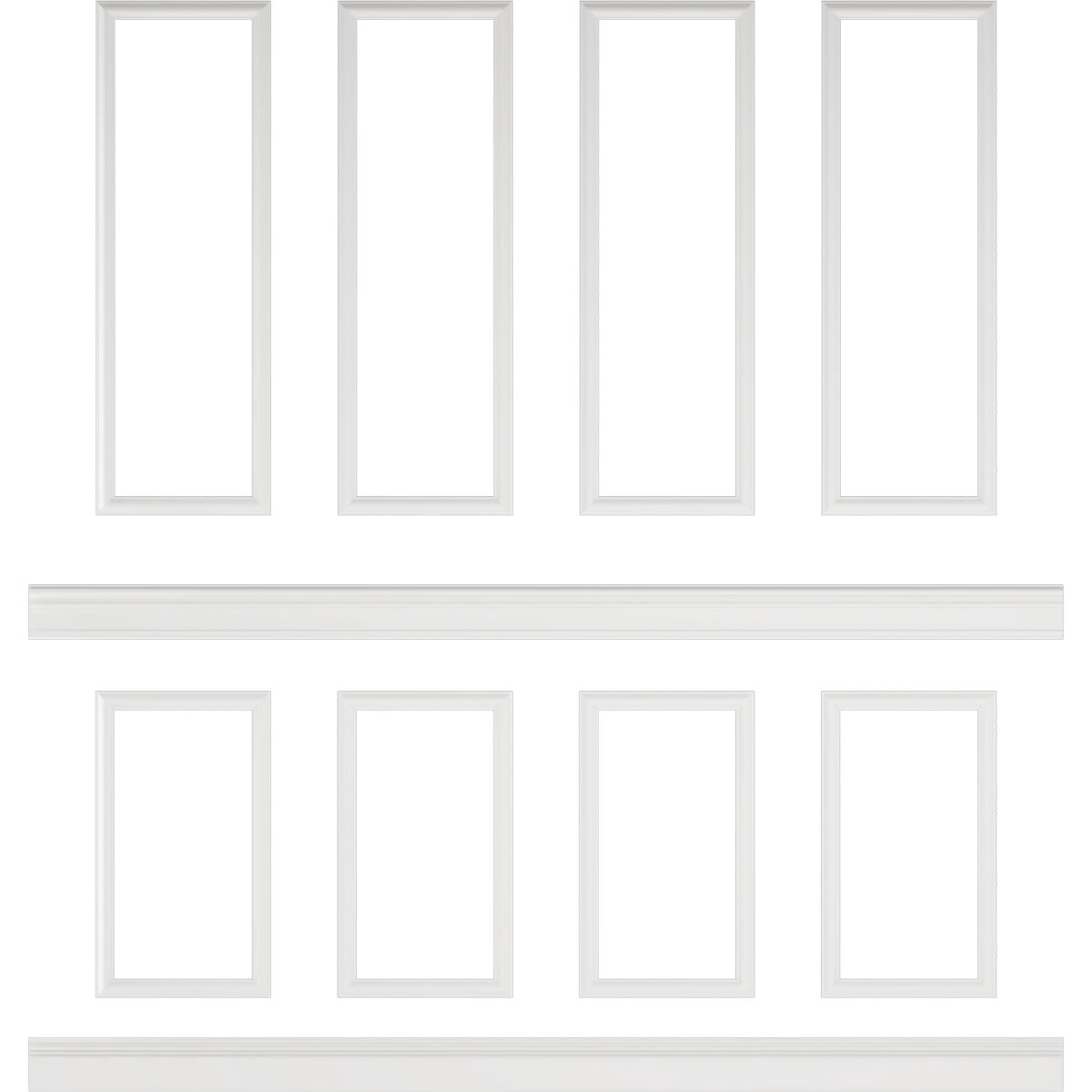 Ekena millwork 94 1/2"L (Adjustable 108"H to 132"H) Ashford Square Panel Stacked Wall Wainscot Paneling Kit