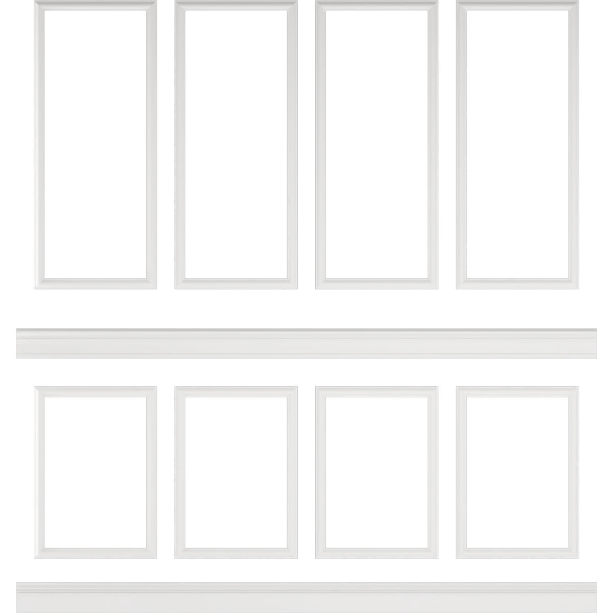 Ekena millwork 94 1/2"L (Adjustable 108"H to 132"H) Ashford Square Panel Stacked Wall Wainscot Paneling Kit