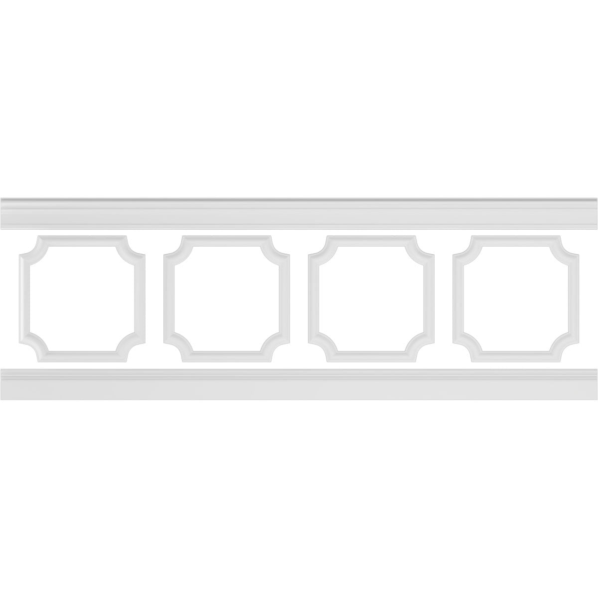 Ekena millwork 94 1/2"L (Adjustable 32"H to 36"H) Ashford Scalloped Panel Traditional Wainscot Paneling Kit