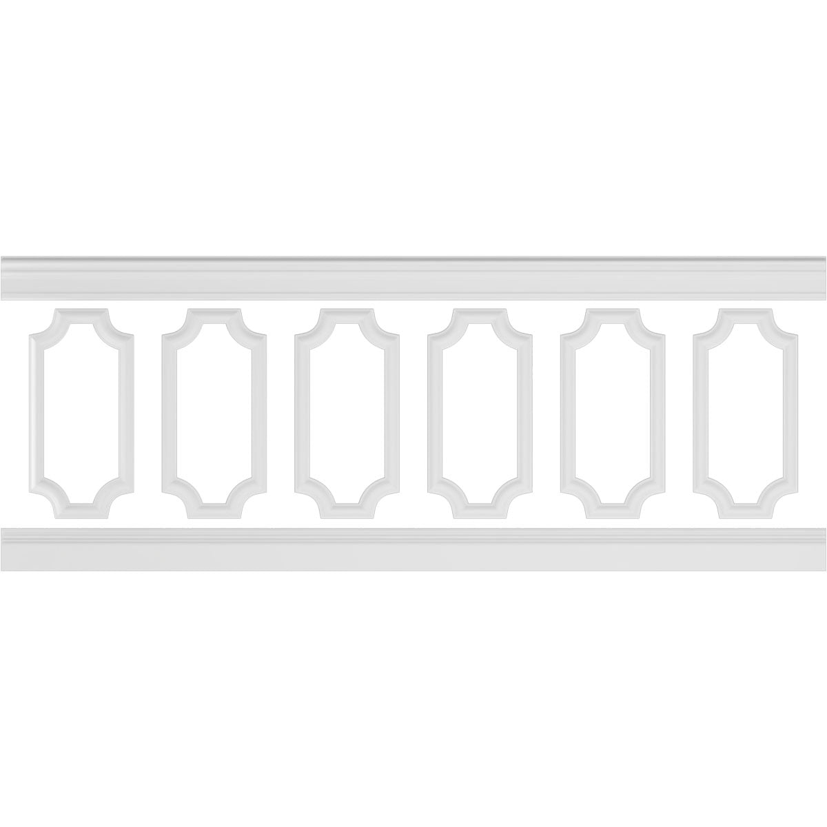 Ekena millwork 94 1/2"L (Adjustable 36"H to 40"H) Ashford Scalloped Panel Traditional Wainscot Paneling Kit