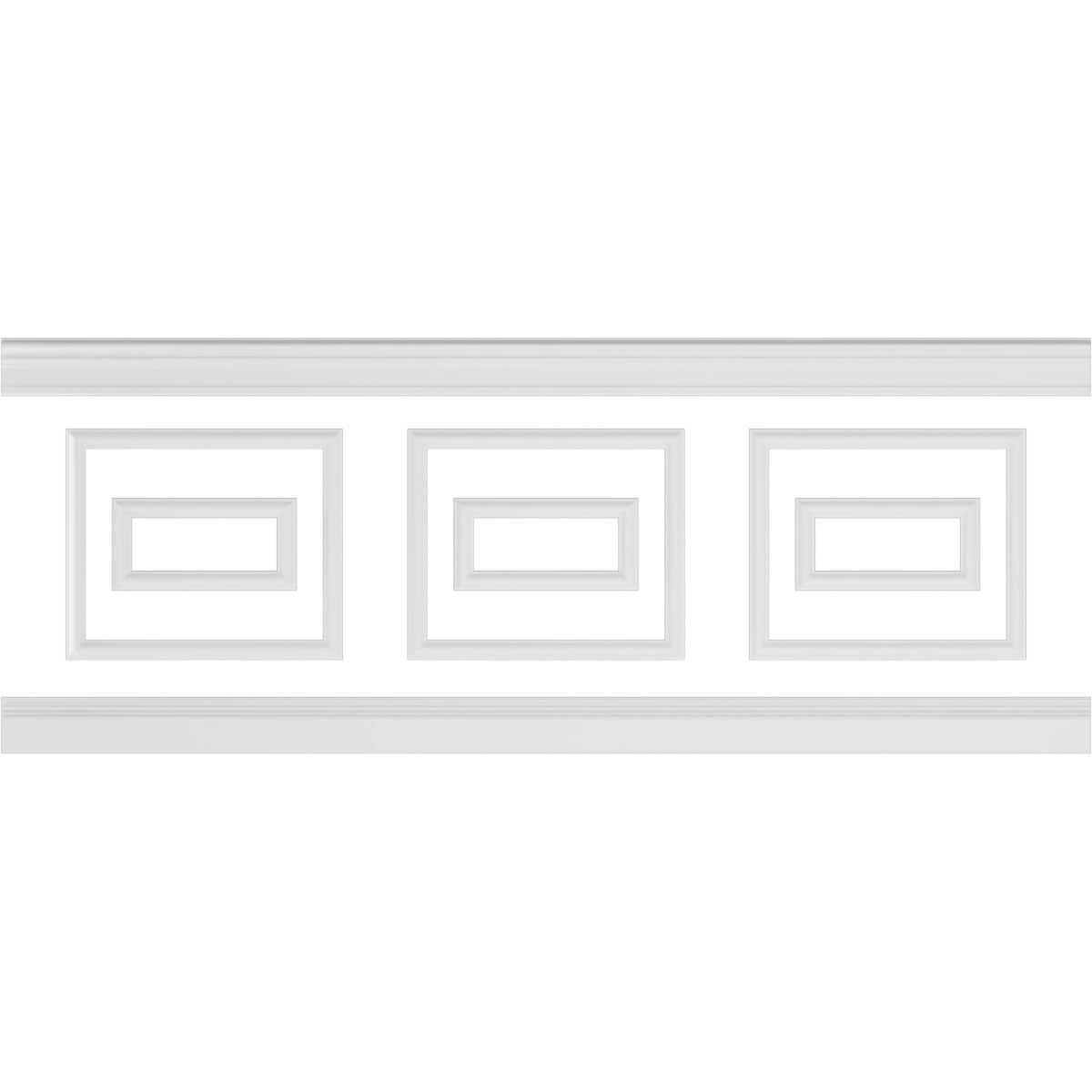 Ekena millwork 94 1/2"L (Adjustable 36"H to 40"H) Ashford Square Double Panel Traditional Wainscot Paneling Kit