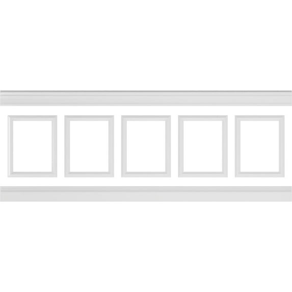 Ekena millwork 94 1/2"L (Adjustable 36"H to 40"H) Ashford Square Panel Traditional Wainscot Paneling Kit