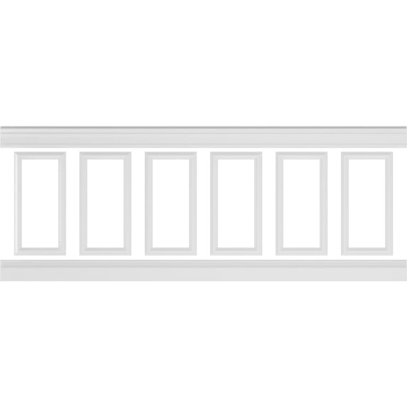 Ekena millwork 94 1/2"L (Adjustable 36"H to 40"H) Ashford Square Panel Traditional Wainscot Paneling Kit