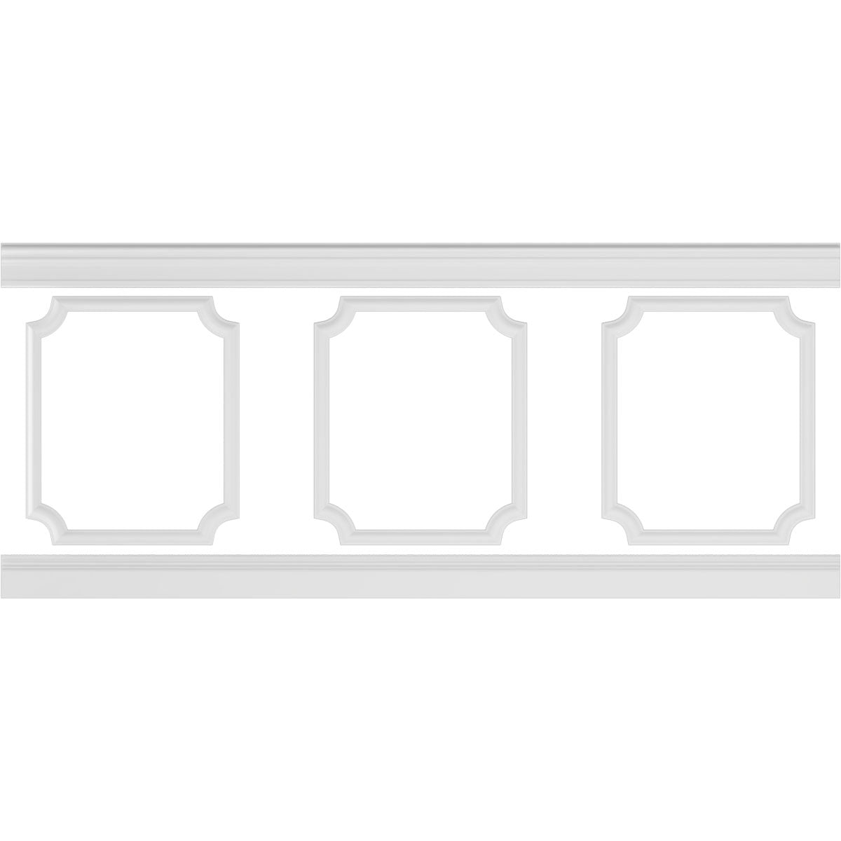 Adjustable White Polyurethane Scalloped Wainscot Paneling Kit