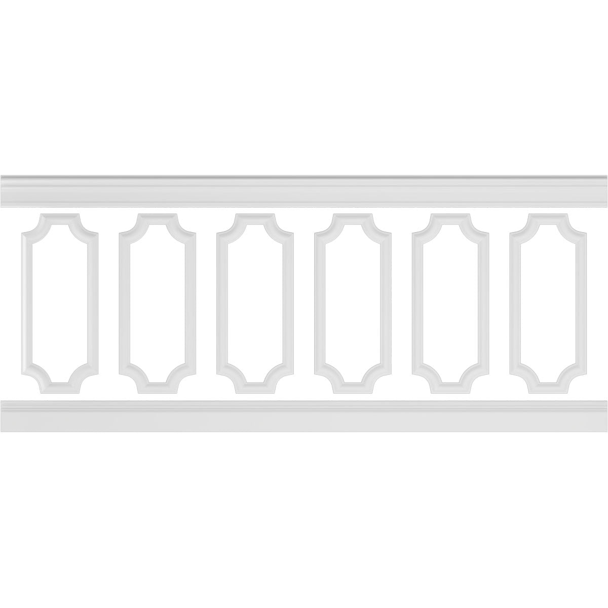 Ekena millwork 94 1/2"L (Adjustable 40"H to 44"H) Ashford Scalloped Panel Traditional Wainscot Paneling Kit