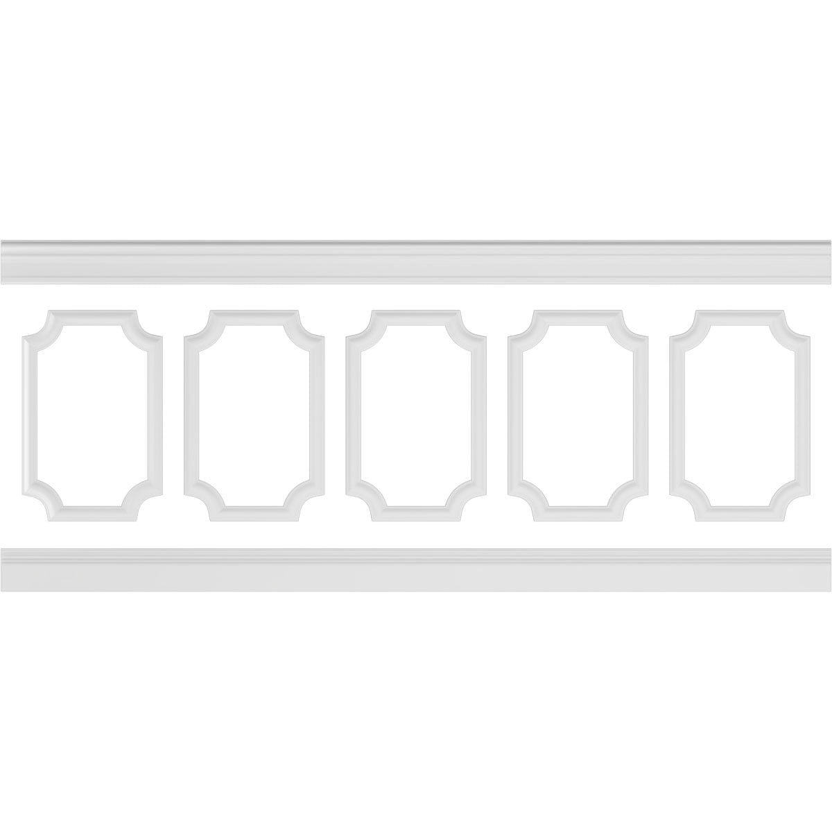 Ekena millwork 94 1/2"L (Adjustable 40"H to 44"H) Ashford Scalloped Panel Traditional Wainscot Paneling Kit