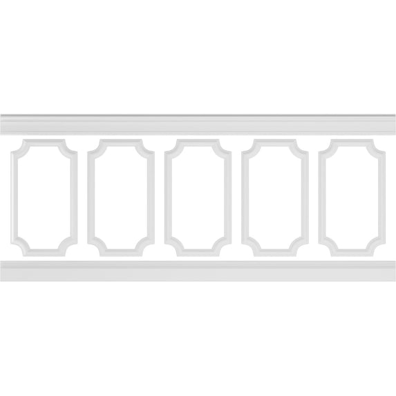 Ekena millwork 94 1/2"L (Adjustable 40"H to 44"H) Ashford Scalloped Panel Traditional Wainscot Paneling Kit