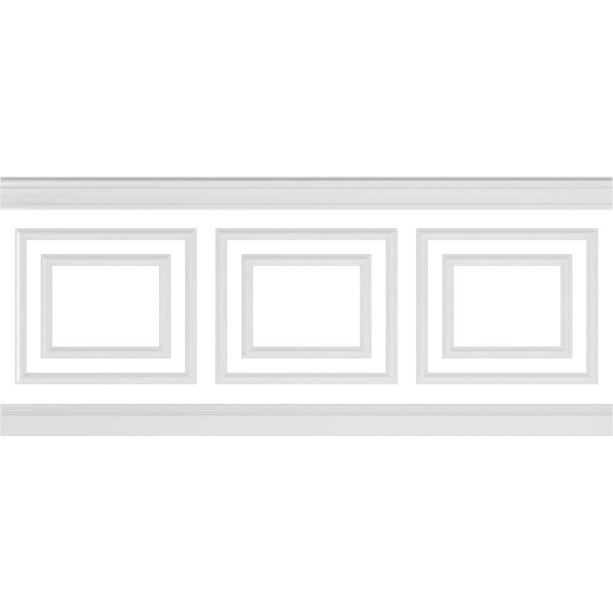Ekena millwork 94 1/2"L (Adjustable 40"H to 44"H) Ashford Square Double Panel Traditional Wainscot Paneling Kit