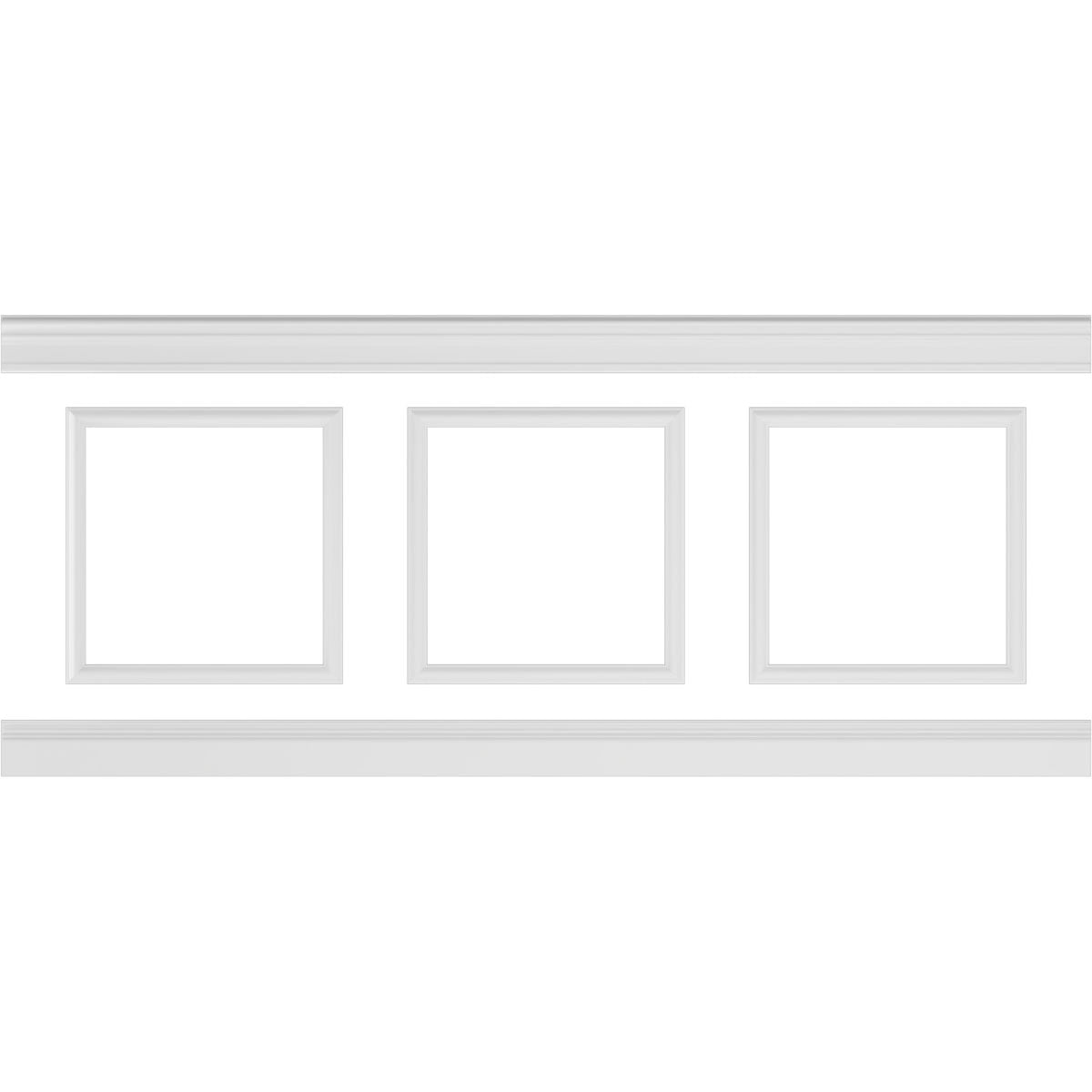 Ekena millwork 94 1/2"L (Adjustable 40"H to 44"H) Ashford Square Panel Traditional Wainscot Paneling Kit