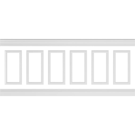 Ekena millwork 94 1/2"L (Adjustable 40"H to 44"H) Ashford Square Panel Traditional Wainscot Paneling Kit