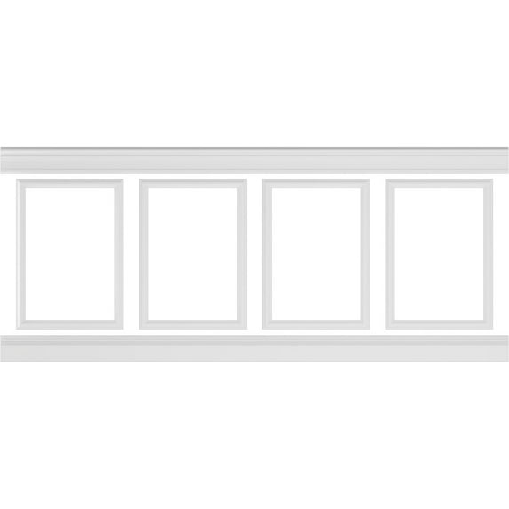 Ekena millwork 94 1/2"L (Adjustable 40"H to 44"H) Ashford Square Panel Traditional Wainscot Paneling Kit