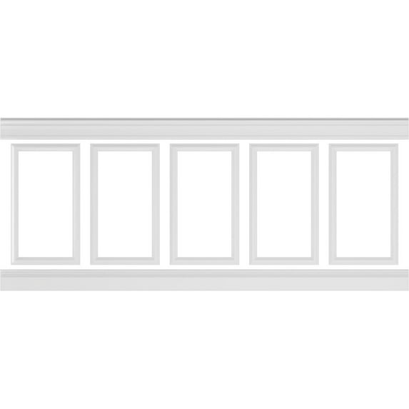 Ekena millwork 94 1/2"L (Adjustable 40"H to 44"H) Ashford Square Panel Traditional Wainscot Paneling Kit