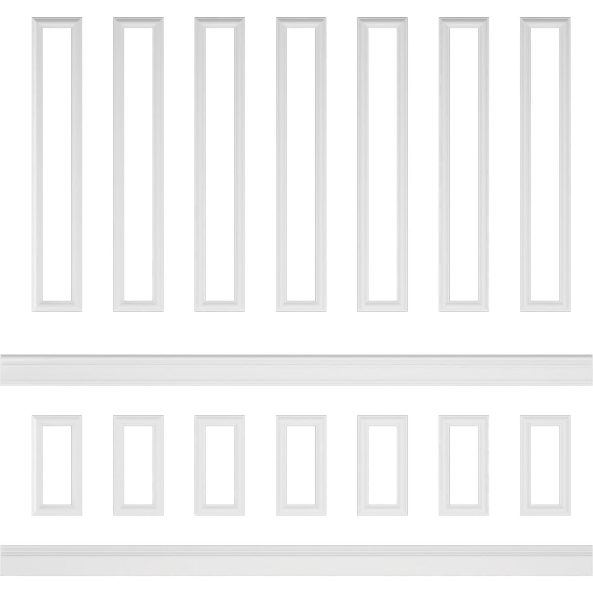 Ekena millwork 94 1/2"L (Adjustable 94 1/2"H to 120"H) Ashford Square Panel Stacked Wall Wainscot Paneling Kit