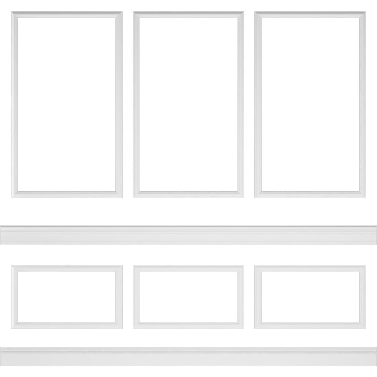 Adjustable White Polyurethane Ashford Square Panel Wainscot Kit