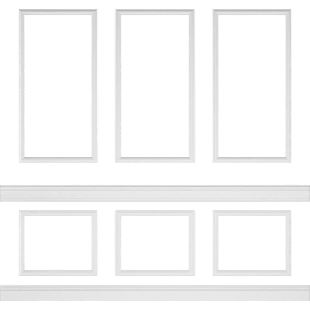 Ekena millwork 94 1/2"L (Adjustable 94 1/2"H to 120"H) Ashford Square Panel Stacked Wall Wainscot Paneling Kit