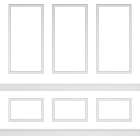 Ekena millwork 94 1/2"L (Adjustable 94 1/2"H to 120"H) Ashford Square Panel Stacked Wall Wainscot Paneling Kit