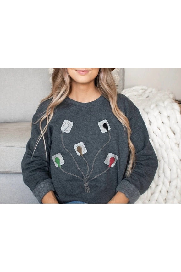 Ekg Leads Sweatshirt - Nursing Ecg Crewneck Sweater, Icu Nurse Shirt, Emergency Er Ed Rn Shirt, Telemetry Tech Nursing Student