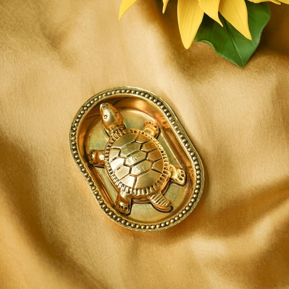 Ekhasa Vastu Tortoise for Good Luck Brass FigurineEkhasa 100% Pure Brass Tortoise Vastu with Brass Plate | Tortoise for Good Luck for Home | Fengshui Turtle with Secret Wish & for Wealth | Kachuwa fo