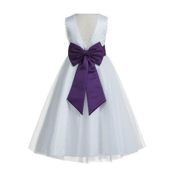 EkidsBridal Floral Lace Heart Cutout White Flower Girl Dresses First Communion Dress Baptism Dresses 172T