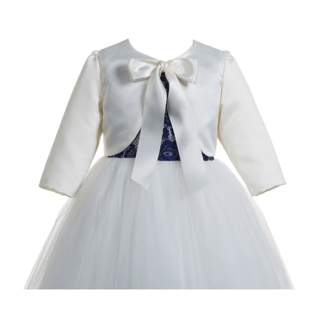 Ekidsbridal 3/4 Sleeves Satin Ivory Flower Girl Shrug Princess Cape