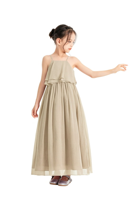 A-Line Ruffle Chiffon Flower Girl Dresses Birthday Party Gown Father Daughter Dance 192 10