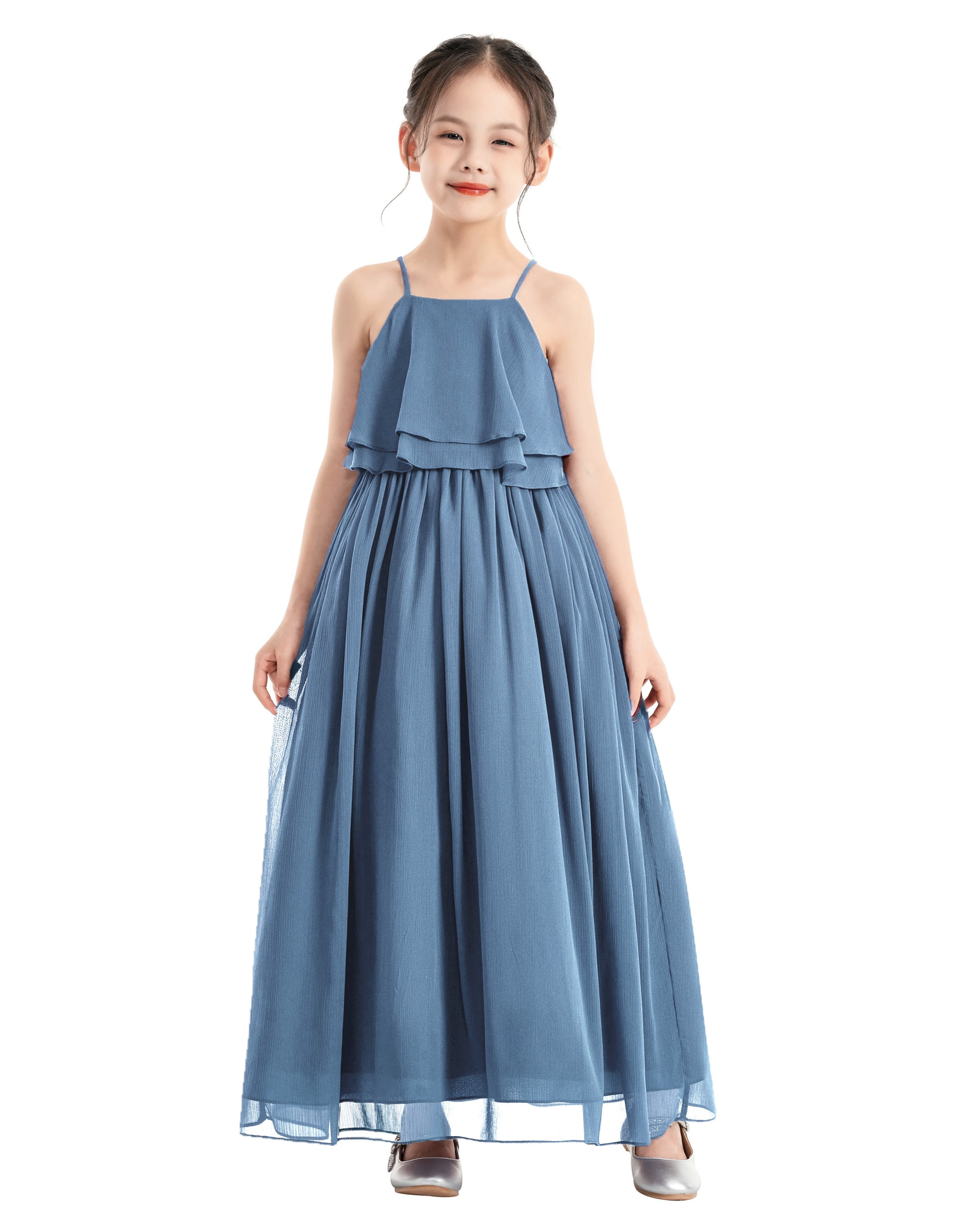 Ekidsbridal A Line Ruffle Chiffon Flower Girl Dresses Birthday Party Gown Father Daughter Dance 192 8 Walmart