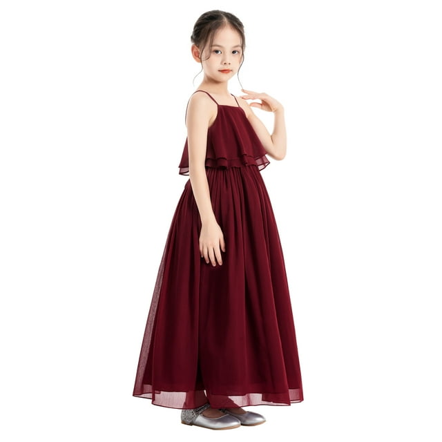 Ekidsbridal A-Line Ruffle Chiffon Flower Girl Dresses Junior Bridesmaid ...