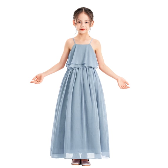 Ekidsbridal A-Line Ruffle Chiffon Flower Girl Dresses Junior Bridesmaid Gown for Wedding Ceremony 192 6