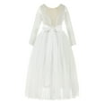 thumbnail image 1 of Ekidsbridal A-Line V-Back Lace Formal Flower Girl Dress with Sleeves Communion Baptism Gown for Church 290R 2, 1 of 3