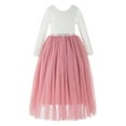 thumbnail image 1 of Ekidsbridal A-Line V-Back Lace Formal Flower Girl Dress with Sleeves Communion Baptism Gown for Church 290R4 4, 1 of 2