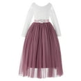 thumbnail image 1 of Ekidsbridal A-Line V-Back Lace Formal Flower Girl Dress with Sleeves Communion Baptism Gown for Church 290R7 6, 1 of 3
