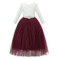 thumbnail image 1 of Ekidsbridal A-Line V-Back Lace Formal Flower Girl Dress with Sleeves Communion Baptism Gown for Church 290R7 8, 1 of 3
