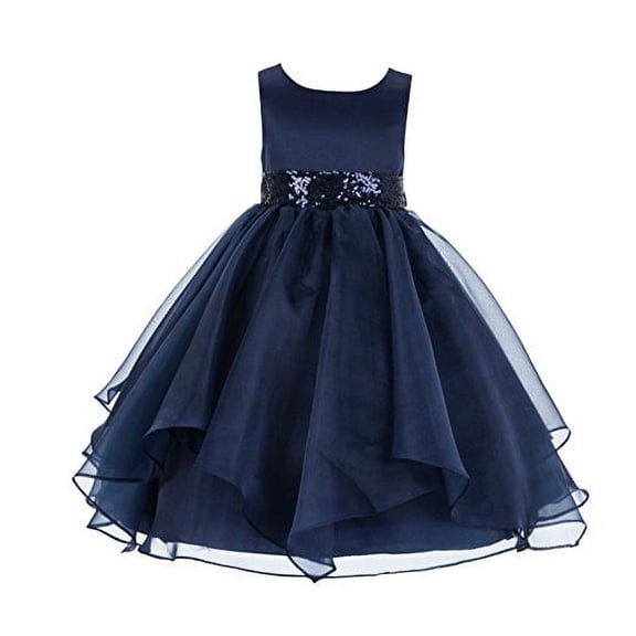 Ekidsbridal Asymmetric Ruffled Organza Sequin Flower Girl Dress Birthday Evening Formal Gown 012S 10