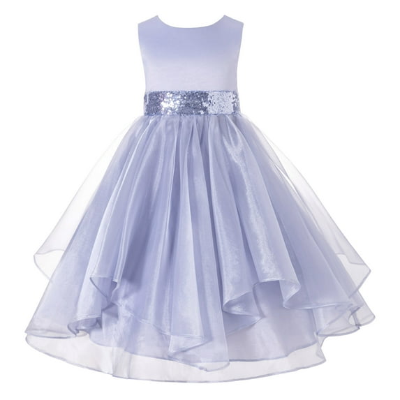 Ekidsbridal Asymmetric Ruffled Organza Sequin Flower Girl Dress Birthday Evening Formal Gown 012S 10