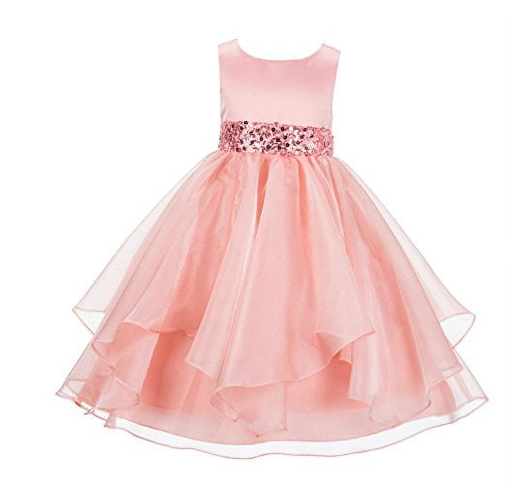 Ekidsbridal Asymmetric Ruffled Organza Sequin Flower Girl Dress Birthday Evening Formal Gown 012S 10