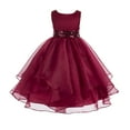 thumbnail image 1 of Ekidsbridal Asymmetric Ruffled Organza Sequin Flower Girl Dress Birthday Evening Formal Gown 012S 2, 1 of 3