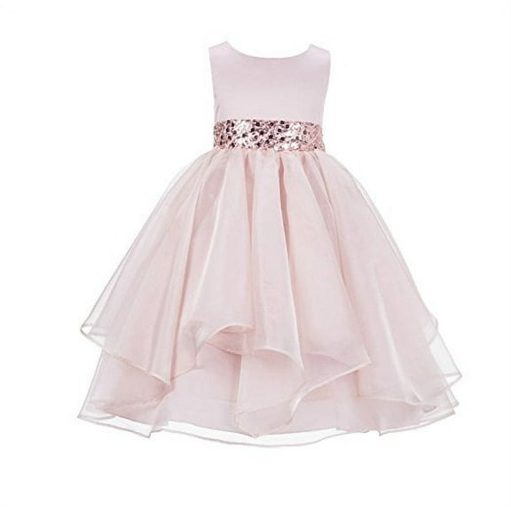 Ekidsbridal Asymmetric Ruffled Organza Sequin Flower Girl Dress Birthday Evening Formal Gown 012S 4