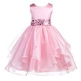 thumbnail image 1 of Ekidsbridal Asymmetric Ruffled Organza Sequin Flower Girl Dress Birthday Evening Formal Gown 012S 6, 1 of 3